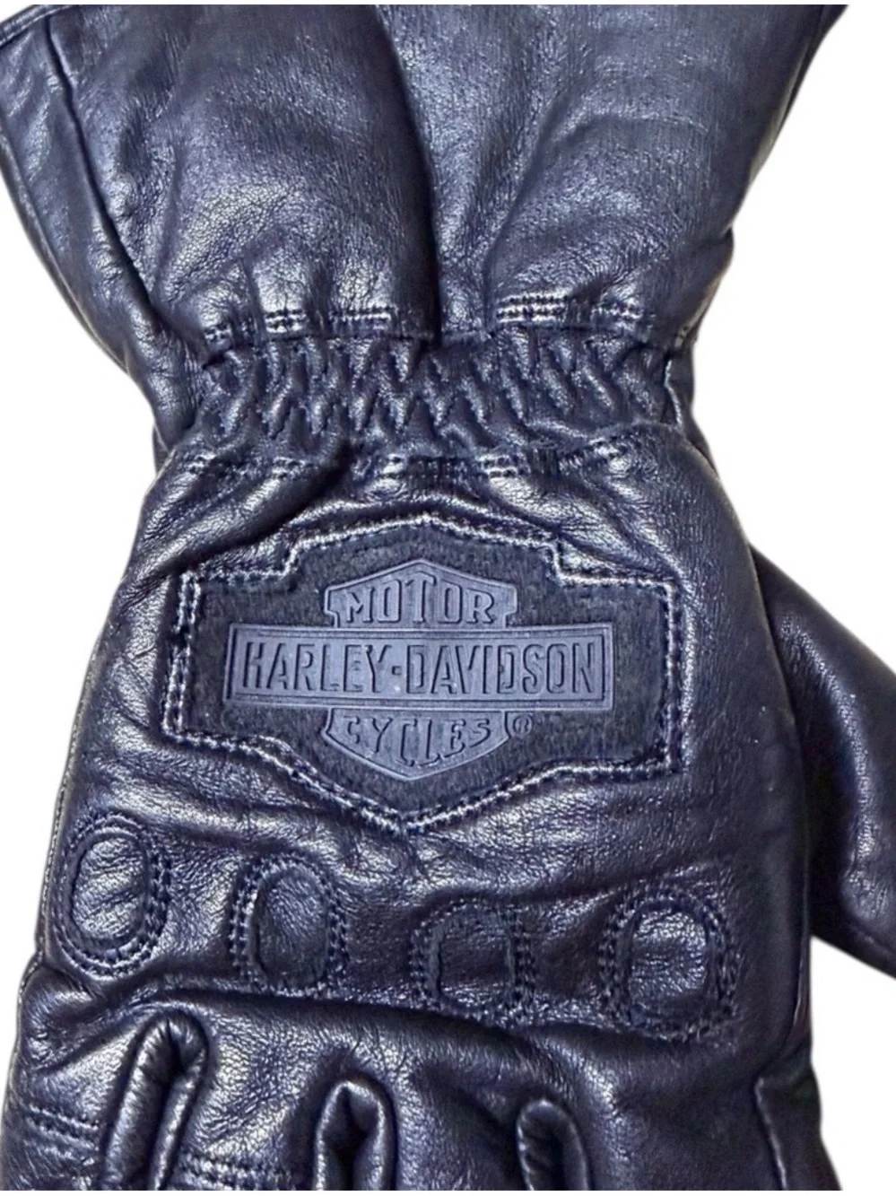 HARLEY DAVIDSON Women Black Leather Insulated Motorcycle Gloves